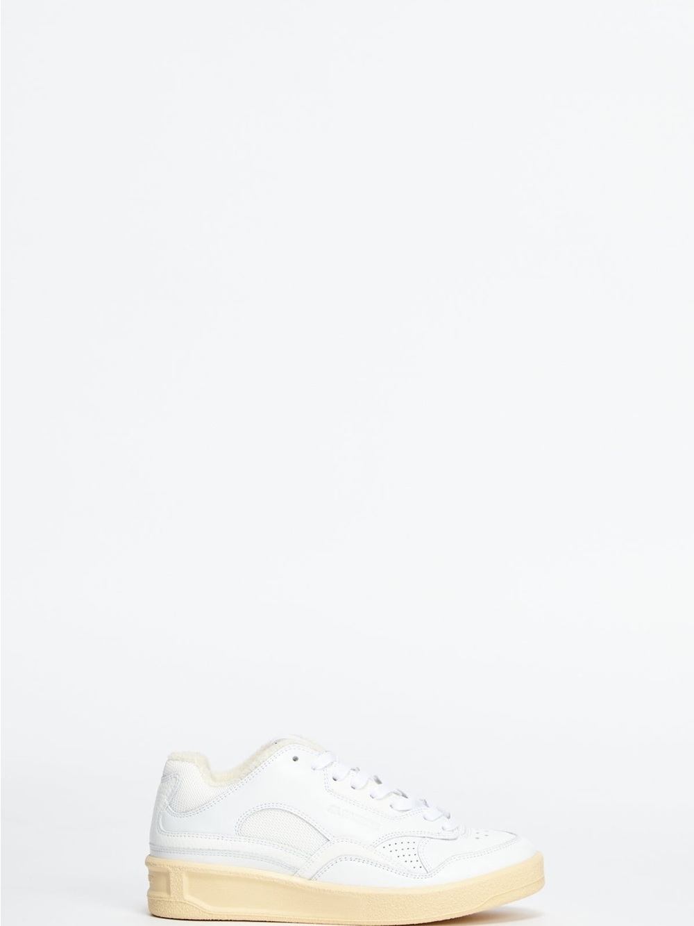 Jil Sander White Leather Basket Sneakers Size 38 Made in Portugal Chunky Sole